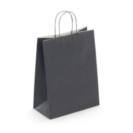 Papier-Tragetasche grau mit gedrehter Papierkordel - 230 x 300 x 120 mm