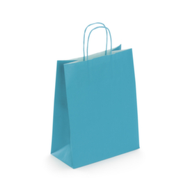 Papier-Tragetasche türkis mit gedrehter Papierkordel - 230 x 300 x 120 mm