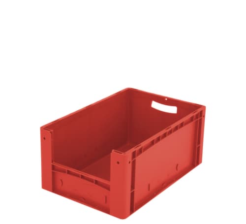 Euronorm-Sichtlagerbehälter mit Eingrifföffnung, rot, HxLxB 270x600x400 mm