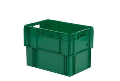 Euronorm-Drehstapelbehälter mit Rippenboden, grün, Inhalt 80 l