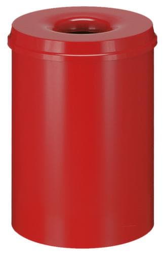 Selbstlöschender Papierkorb aus Stahl, 30 l, rot, Kopfteil rot