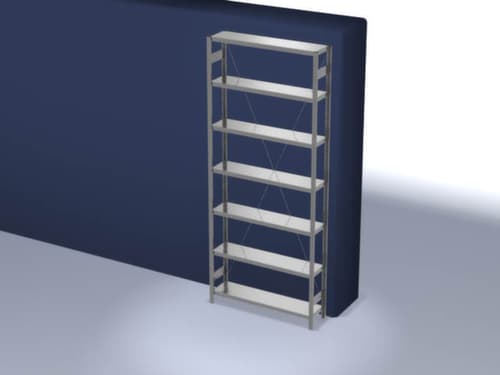 hofe Traversenregal in schwerer Bauart, Höhe x Breite x Tiefe 3000 x 1360 x 335 mm, 7 Böden