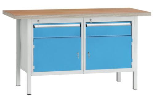 KLW Lutz Werkbank mit Multiplexplatte, 2 Schubladen, 2 Schränke