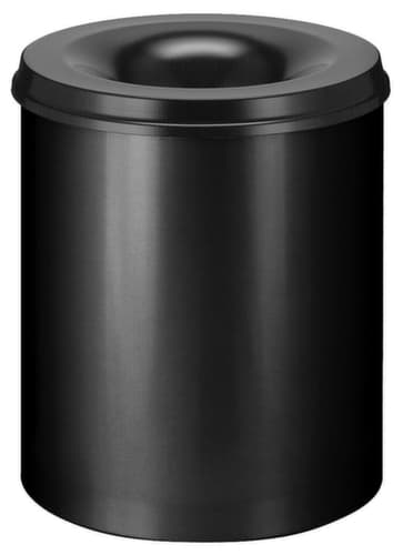 Selbstlöschender Papierkorb aus Stahl, 80 l, schwarz, Kopfteil schwarz