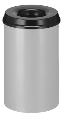 Selbstlöschender Papierkorb aus Stahl, 20 l, alu, Kopfteil schwarz