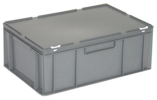 Euronombehälter mit Scharnierdeckel, grau, HxLxB 295x600x400 mm