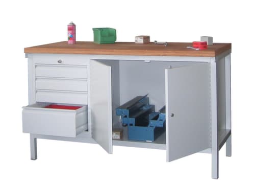 PAVOY Werkbank mit verschiedenen Unterbauten, 4 Schubladen, 1 Schrank