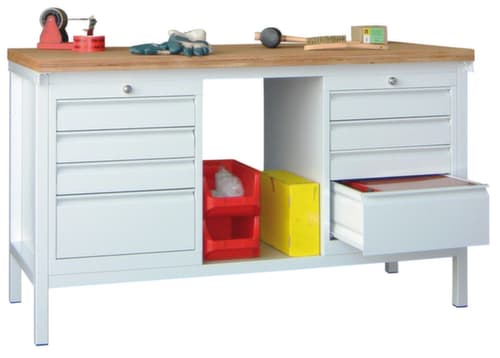 PAVOY Werkbank mit verschiedenen Unterbauten, 8 Schubladen, 1 Ablageboden