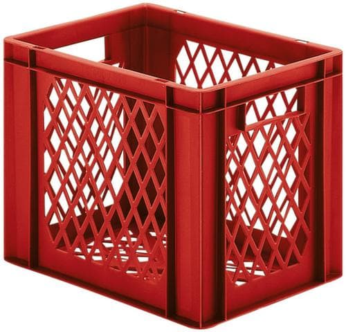 Lakape Euronorm-Stapelbehälter Favorit Wände + Boden durchbrochen, rot, Inhalt 61 l