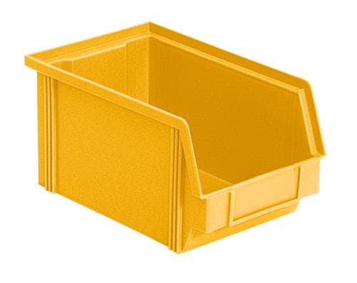 Stapelbarer Sichtlagerkasten Classic mit großer Griffmulde, gelb, Tiefe 230 mm