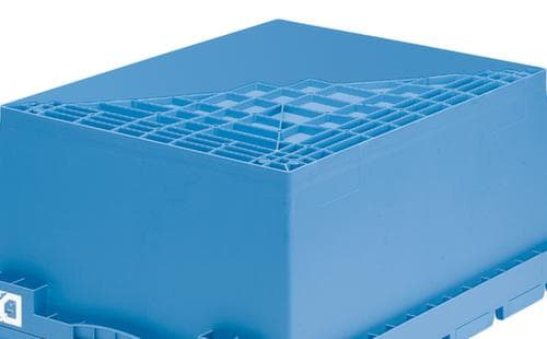 Mobiler Rechteckbehälter mit Doppelboden, Inhalt 114 l, blau, Klappdeckel