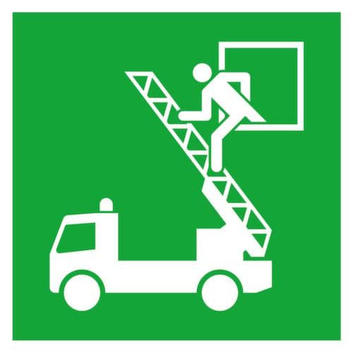 Schild für Sammelstelle und Notausstieg