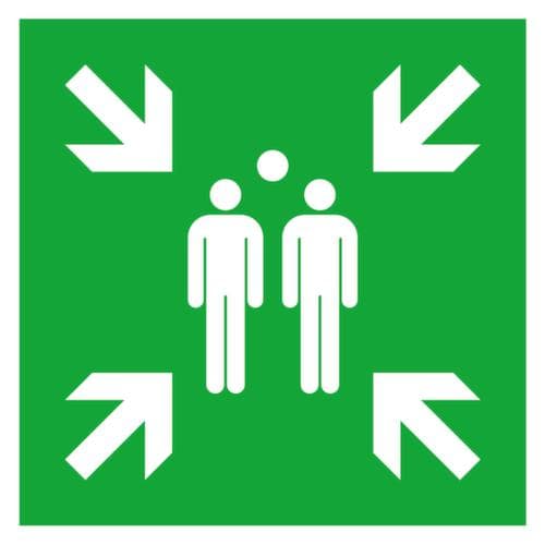 Schild für Sammelstelle und Notausstieg
