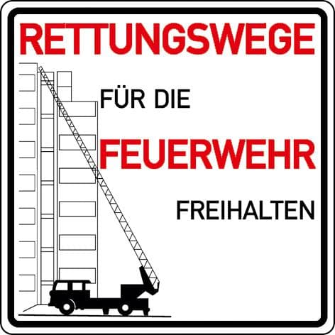 Brandschutzschild "Rettungswege ... freihalten", Wandschild, Standard