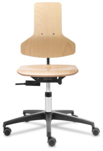 Dauphin Arbeitsstuhl, Sitz Buche natur, mit Rollen