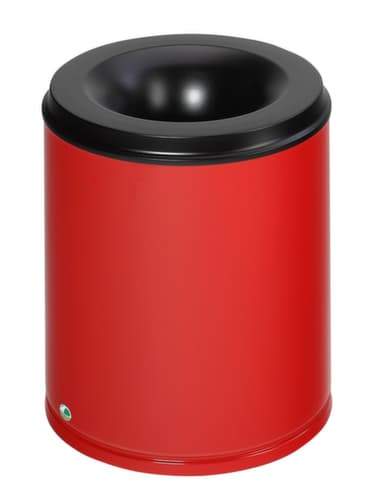VAR Papierkorb mit Löschkopf, 80 l, RAL3000 Feuerrot, Kopfteil schwarz