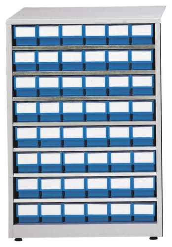 Treston Großes Lagermagazin, 48 Schublade(n), RAL7035 Lichtgrau/blau