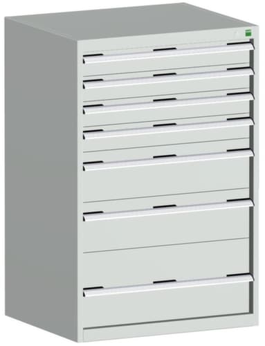 bott Schubladenschrank cubio Grundfläche 800x750 mm, 7 Schublade(n), RAL7035 Lichtgrau/RAL7035 Lichtgrau