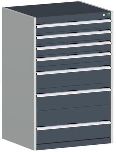 bott Schubladenschrank cubio Grundfläche 800x750 mm, 7 Schublade(n), RAL7035 Lichtgrau/RAL7016 Anthrazitgrau
