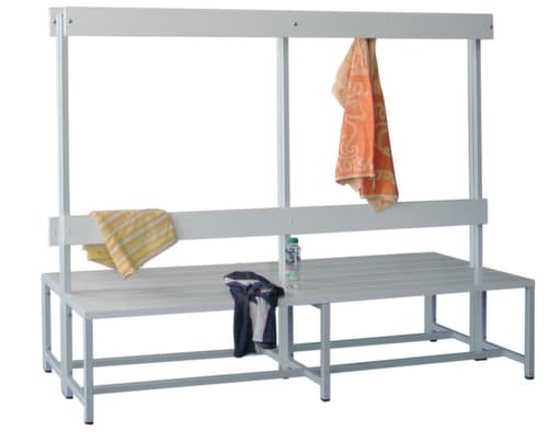 PAVOY Umkleidebank Basis RAL7035 mit Haken und Kunststoffleisten