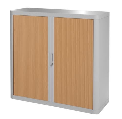 Paperflow Querrollladenschrank easyOffice®, 2 Ordnerhöhen, grau/Buche
