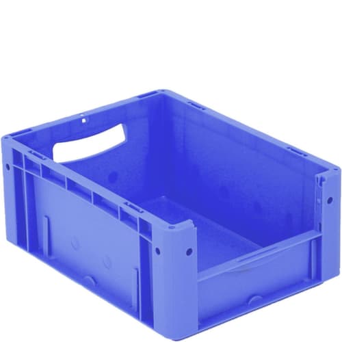 Euronorm-Sichtlagerbehälter mit Eingrifföffnung, blau, HxLxB 170x400x300 mm