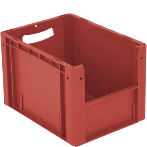 Euronorm-Sichtlagerbehälter mit Eingrifföffnung, rot, HxLxB 270x400x300 mm