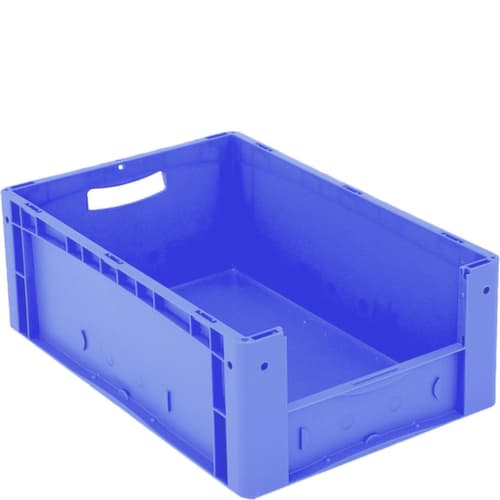 Euronorm-Sichtlagerbehälter mit Eingrifföffnung, blau, HxLxB 220x600x400 mm