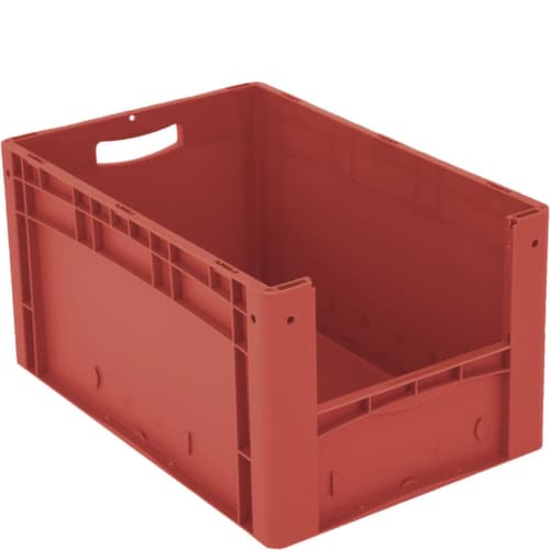 Euronorm-Sichtlagerbehälter mit Eingrifföffnung, rot, HxLxB 320x600x400 mm