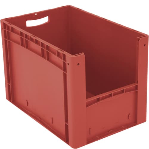 Euronorm-Sichtlagerbehälter mit Eingrifföffnung, rot, HxLxB 420x600x400 mm