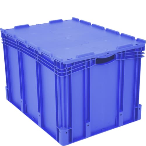 Großvolumiger Euronorm-Stapelbehälter, blau, Inhalt 213 l, Scharnierdeckel