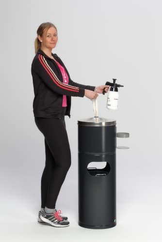 Desinfektionsstation mit Papierspender und Flaschenhalter