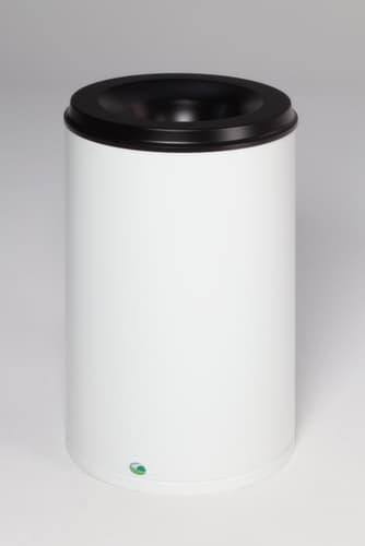 VAR Papierkorb mit Löschkopf, 110 l, RAL9016 Verkehrsweiß, Kopfteil schwarz