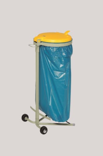 VAR Fahrbarer Müllsackständer, für 120-Liter-Säcke, kieselgrau, Deckel gelb