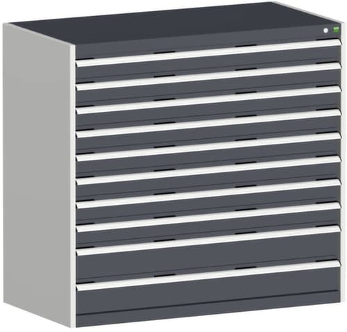 bott Schubladenschrank cubio Grundfläche 1300x650 mm, 10 Schublade(n), RAL7035 Lichtgrau/RAL7016 Anthrazitgrau