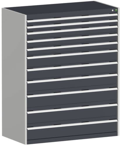 bott Schubladenschrank cubio Grundfläche 1300x750 mm, 11 Schublade(n), RAL7035 Lichtgrau/RAL7016 Anthrazitgrau