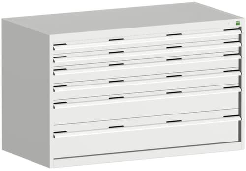 bott Schubladenschrank cubio Grundfläche 1300x750 mm, 6 Schublade(n), RAL7035 Lichtgrau/RAL7035 Lichtgrau