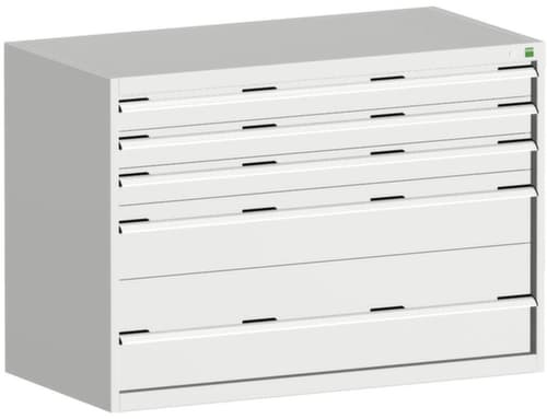 bott Schubladenschrank cubio Grundfläche 1300x750 mm, 5 Schublade(n), RAL7035 Lichtgrau/RAL7035 Lichtgrau