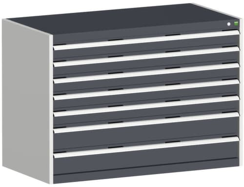 bott Schubladenschrank cubio Grundfläche 1300x750 mm, 7 Schublade(n), RAL7035 Lichtgrau/RAL7016 Anthrazitgrau