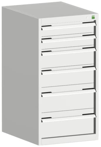 bott Schubladenschrank cubio Grundfläche 525x650 mm, 6 Schublade(n), RAL7035 Lichtgrau/RAL7035 Lichtgrau