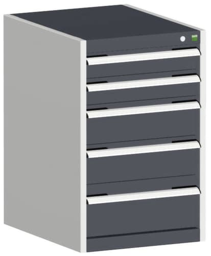 bott Schubladenschrank cubio Grundfläche 525x525 mm, 5 Schublade(n), RAL7035 Lichtgrau/RAL7016 Anthrazitgrau