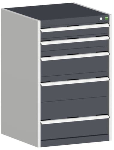bott Schubladenschrank cubio Grundfläche 650x525 mm, 5 Schublade(n), RAL7035 Lichtgrau/RAL7016 Anthrazitgrau