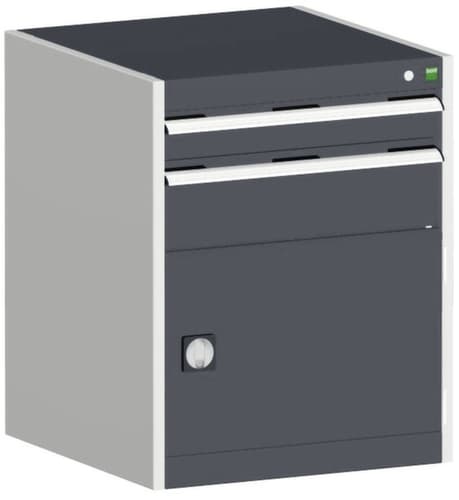 bott Schubladenschrank cubio Grundfläche 650x525 mm, 2 Schublade(n), RAL7035 Lichtgrau/RAL7016 Anthrazitgrau