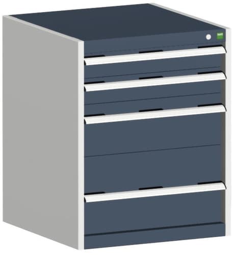 bott Schubladenschrank cubio mit Grundfläche 650x650 mm, 4 Schublade(n), RAL7035 Lichtgrau/RAL7016 Anthrazitgrau