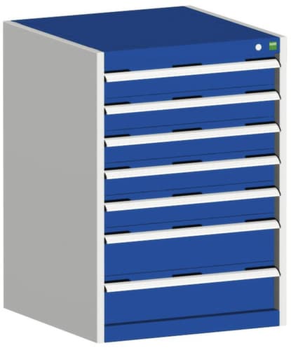 bott Schubladenschrank cubio Grundfläche 650x525 mm, 7 Schublade(n), RAL7035 Lichtgrau/RAL5010 Enzianblau
