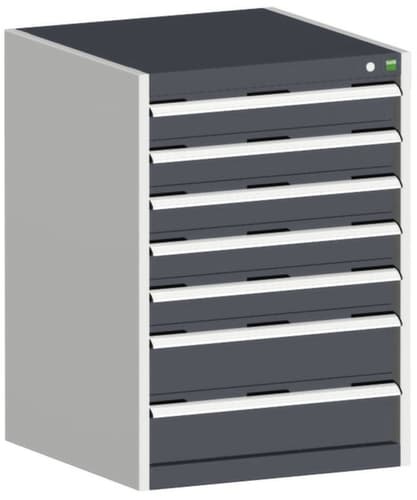 bott Schubladenschrank cubio Grundfläche 650x525 mm, 7 Schublade(n), RAL7035 Lichtgrau/RAL7016 Anthrazitgrau