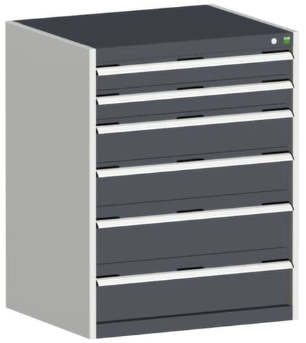 bott Schubladenschrank cubio Grundfläche 800x525 mm, 6 Schublade(n), RAL7035 Lichtgrau/RAL7016 Anthrazitgrau