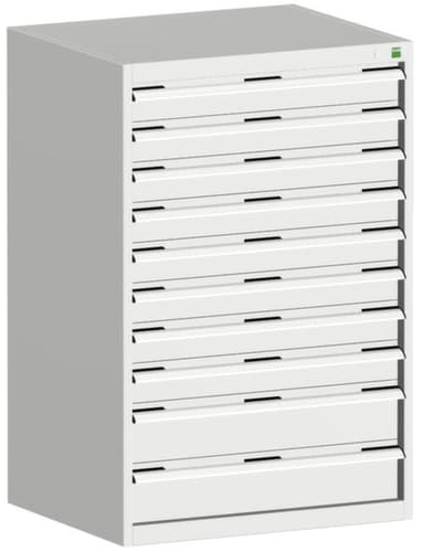 bott Schubladenschrank cubio Grundfläche 800x650 mm, 10 Schublade(n), RAL7035 Lichtgrau/RAL7035 Lichtgrau