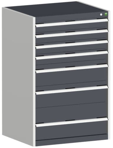 bott Schubladenschrank cubio Grundfläche 800x650 mm, 7 Schublade(n), RAL7035 Lichtgrau/RAL7016 Anthrazitgrau