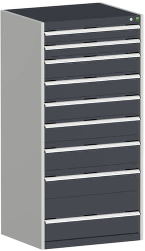 bott Schubladenschrank cubio Grundfläche 800x650 mm, 9 Schublade(n), RAL7035 Lichtgrau/RAL7016 Anthrazitgrau